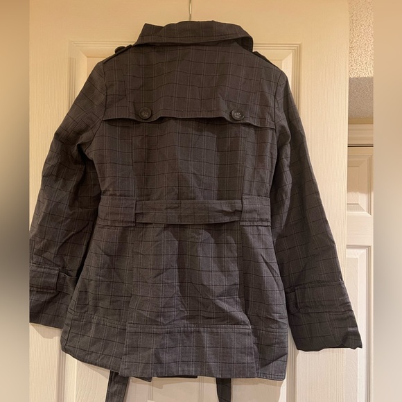 Plaid Womens Trench Coat - Picture 3 of 7